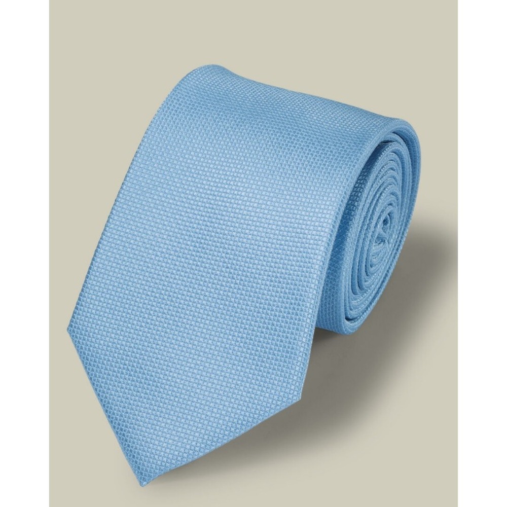 Charles Tyrwhitt Sky Blue Textured 100% Silk Tie Necktie TIC2111SKYONE NWT